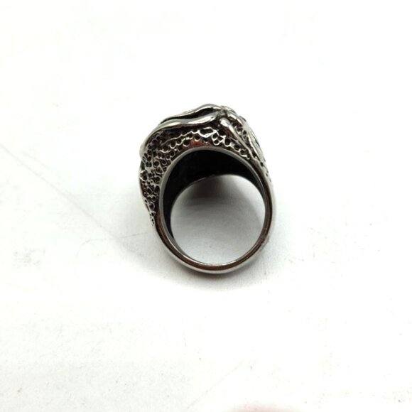 Size 9 - Skull Biker RIng, Blue Stone Eyes - Picture 2 of 4